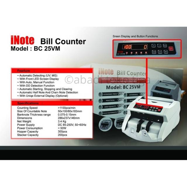 iNOTE BC 25VM - Mesin Hitung Uang/Bill Money Counter