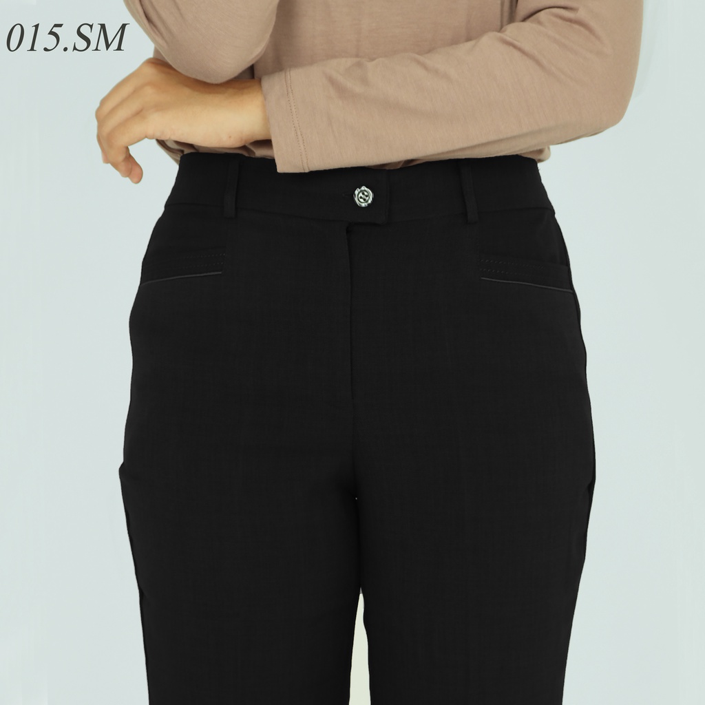 celana formal kerja kantor stretch jumbo wanita pinggang kancing karet sisi samping tinggi premium