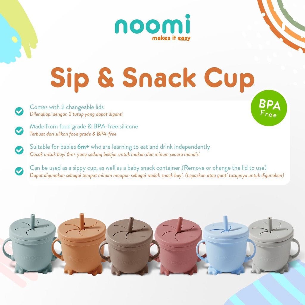 Noomi Silicone 2in1 Sip &amp; Snack Cup - Cangkir Silikon Minuman &amp; Cemilan