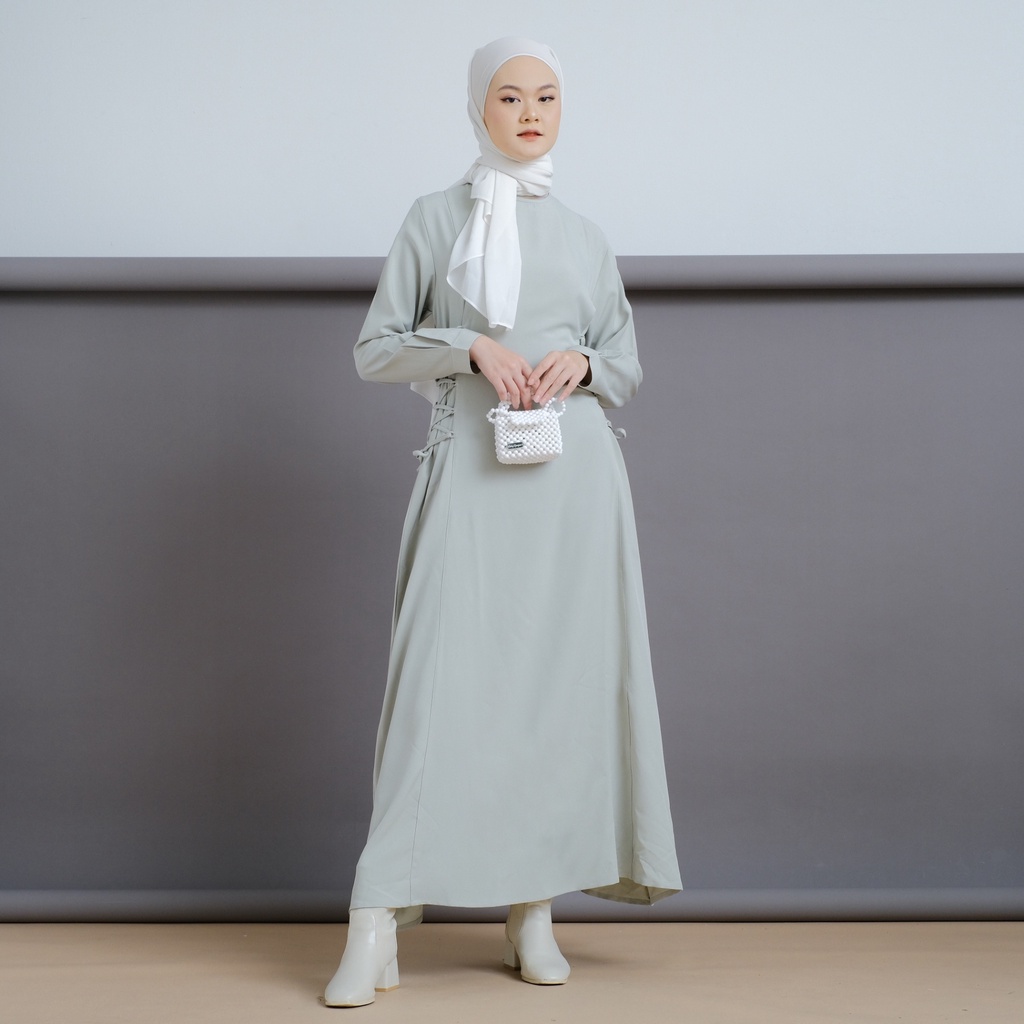 Mayoutfit Heynra Maxidress | Dress Gamis Muslim Wanita Tali Pinggang-Seafoam
