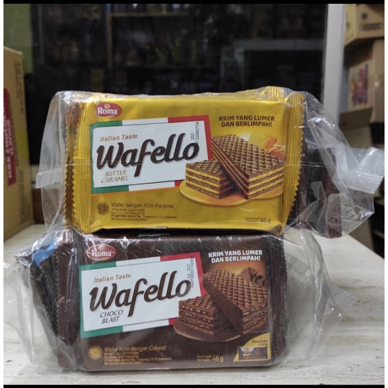 

Wafello 2000 Sachet ( Renceng ) Wafer Roma - Butter caramel Choco Blast