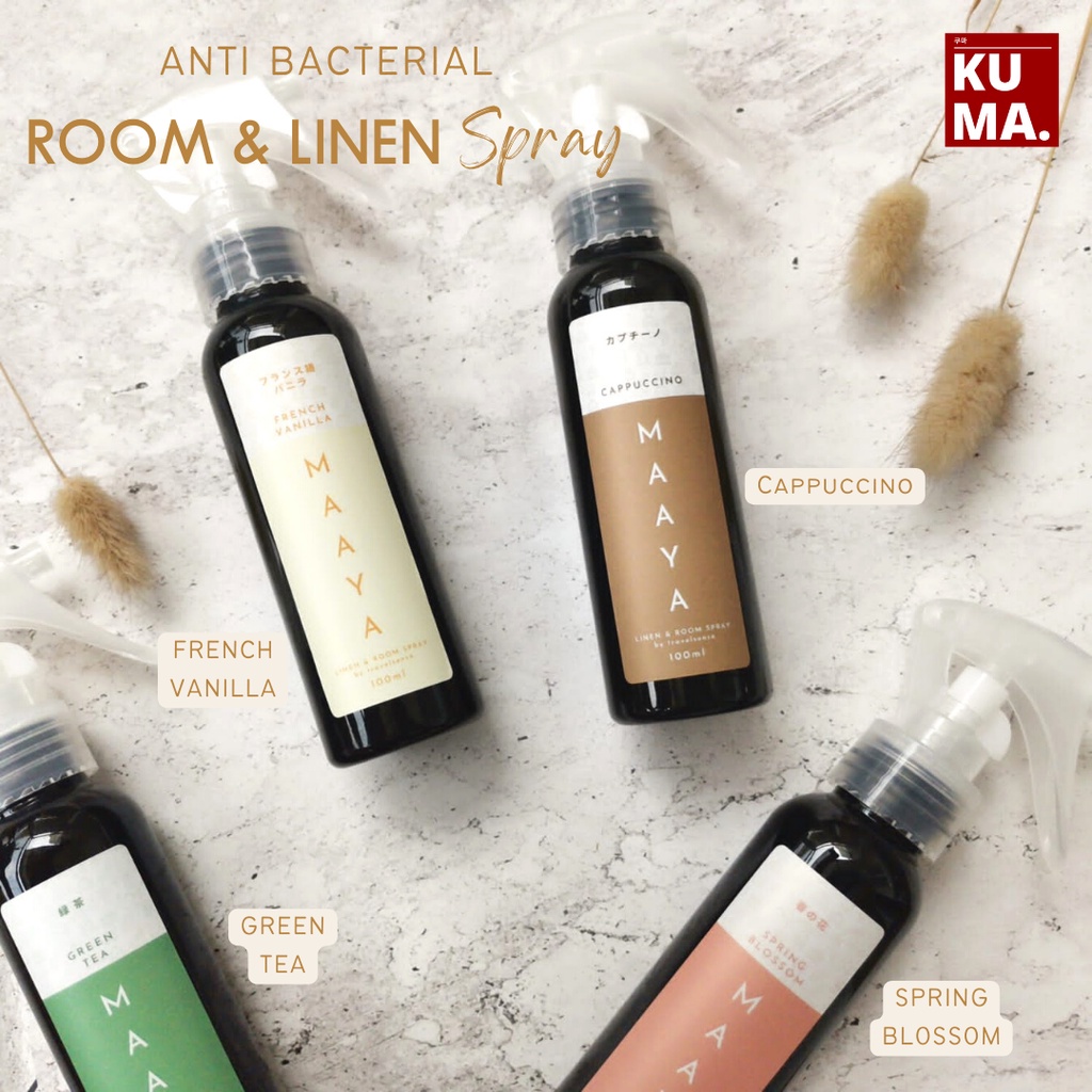 Room &amp; Linen Spray Anti Bacterial by KUMA x MAAYA Pengharum Ruangan Anti Tungau Anti Kuman Anti Virus