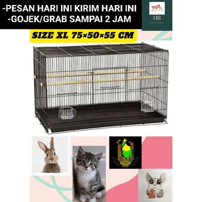 KANDANG KUCING BURUNG KELINCI BESI LIPAT MURAH JUMBO Size XXL 75X50X55 CM