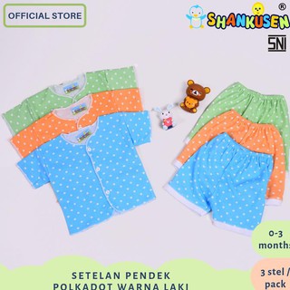 TERJAMIN AMAN SETELAN BAJU  BAYI  PENDEK SHANKUSEN  POLKADOT 