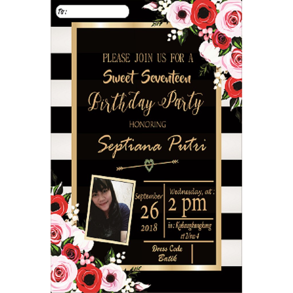 Kartu Undangan Ulang Tahun Sweet Seventeen