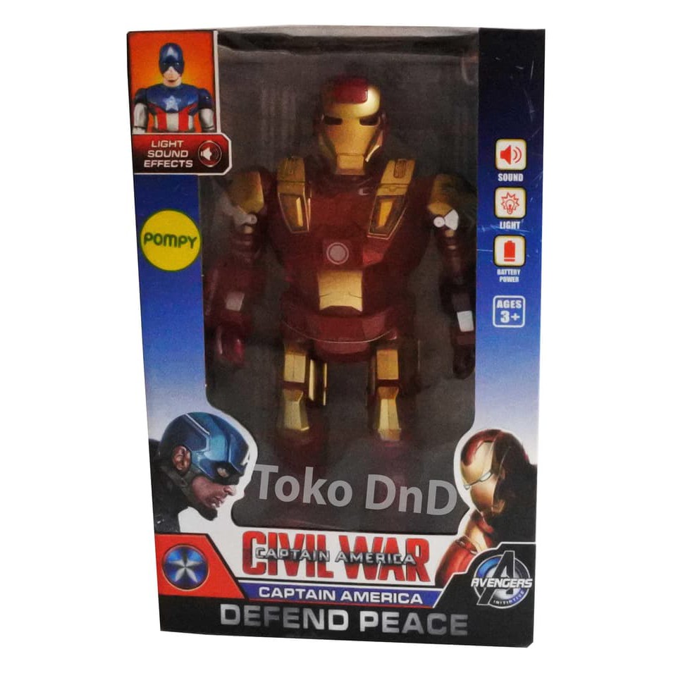 MAINAN ANAK - ROBOT IRON MAN CIVIL WAR LIGHT SOUND AVENGERS SUPER HERO BY AGEN MAINAN - AM 1003