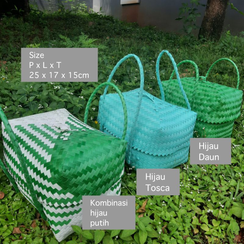 Keranjang Anyaman Plastik / Tas Anyam Plastik / Tas Bingkisan Hampers E10