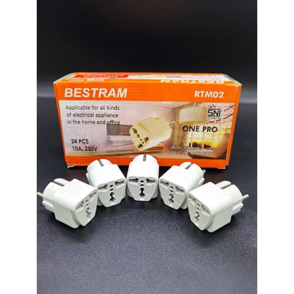 over Steker, Onepro multi fungsi, adaptor kaki 3 ke steker kaki 2 merek Bestram