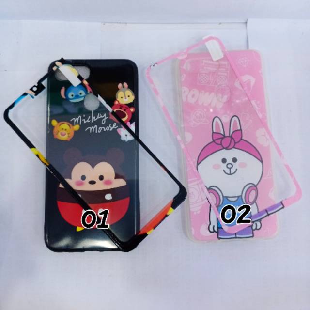 Softcase gambar + anti gores kaca Oppo F9