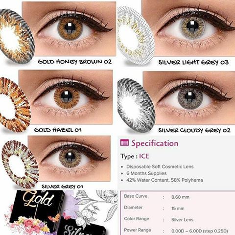 Softlens Ice Silver Gold Normal Soflense soflen 