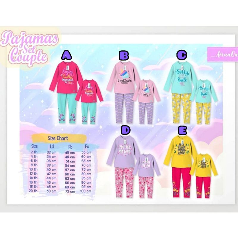 Pajamas Set Aeraaqu / Setelan Pajamas / Pajamas Couple / Baju Tidur / Setelan Baju Tidur / Piyama Se
