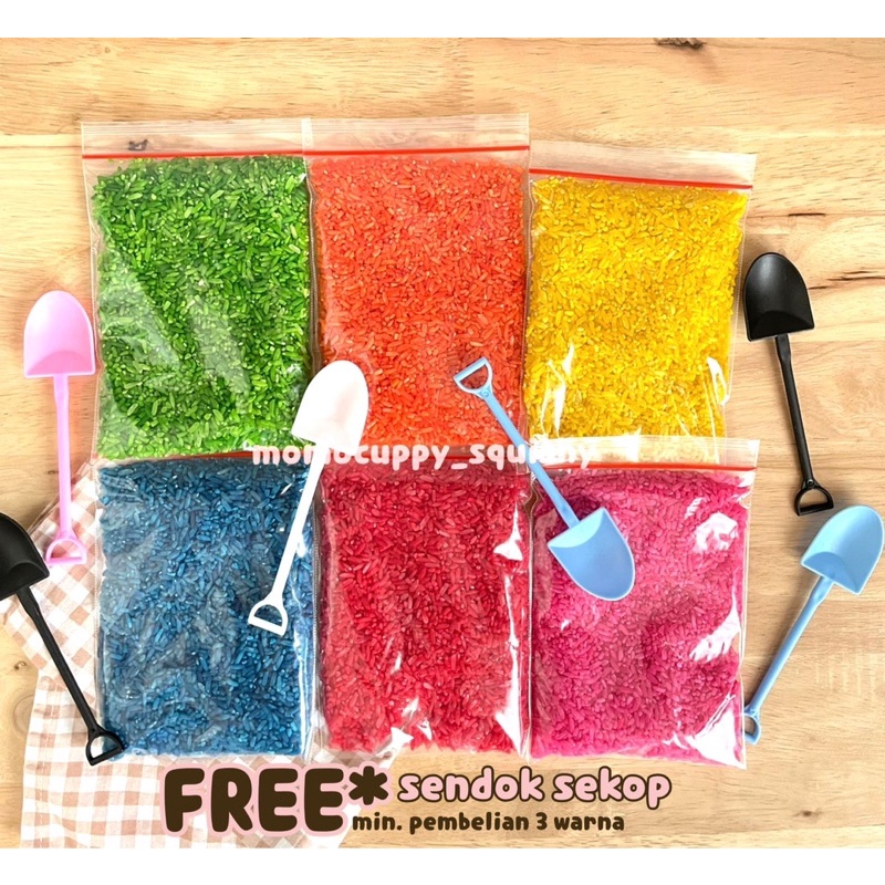 RAINBOW RICE beras warna warni sensory play kemasan ziplock 100gr