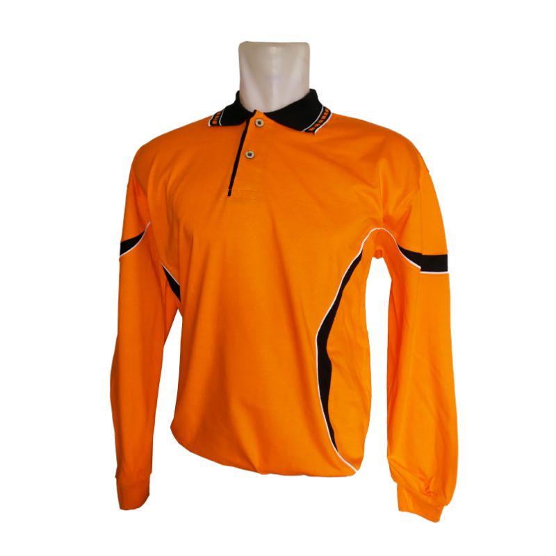 Kaos Polo Shirt Cotton / Katun 24s Saku / Kantong Kombinasi Lengan Panjang / Pendek Orange