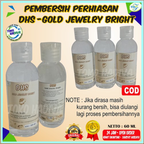 (COD) PEMBERSIH PERHIASAN EMAS /PERAK /TEMBAGA /(PERHIASAN DARI LOGAM) DHS GOLD JEWERLY BRIGHT 60ML