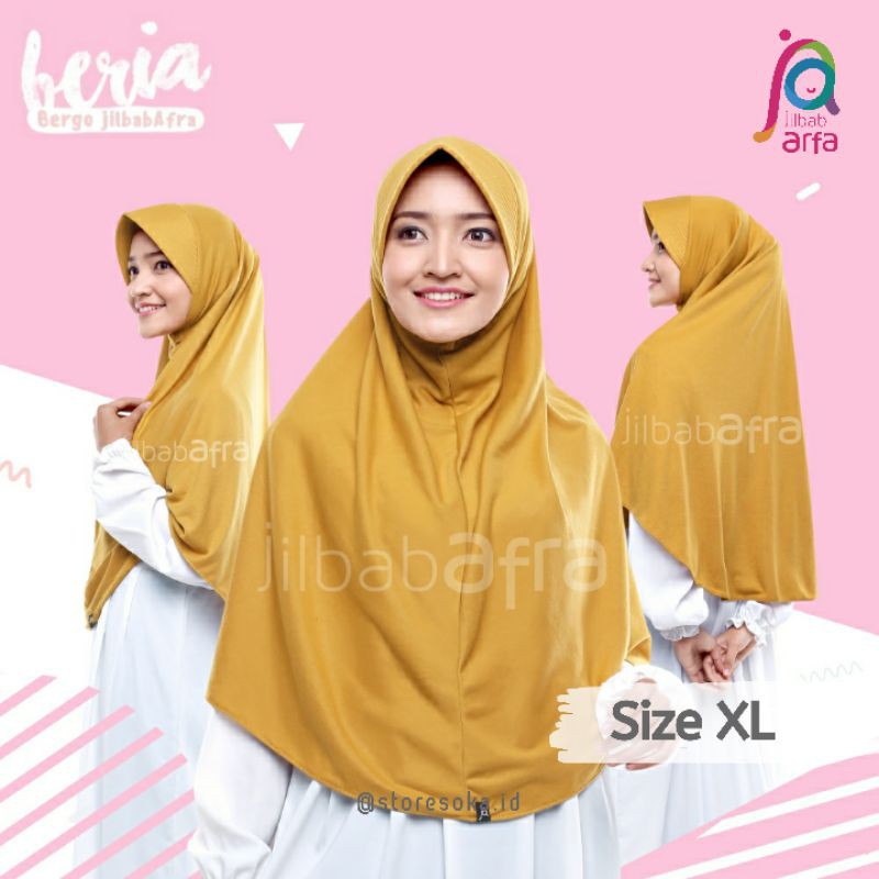 Jilbab Afra ( Jilbab Arfa ) Bergo Beria Pet Standar Size XL - Jilbab Instan Bahan Kaos Adem &amp; Lembut