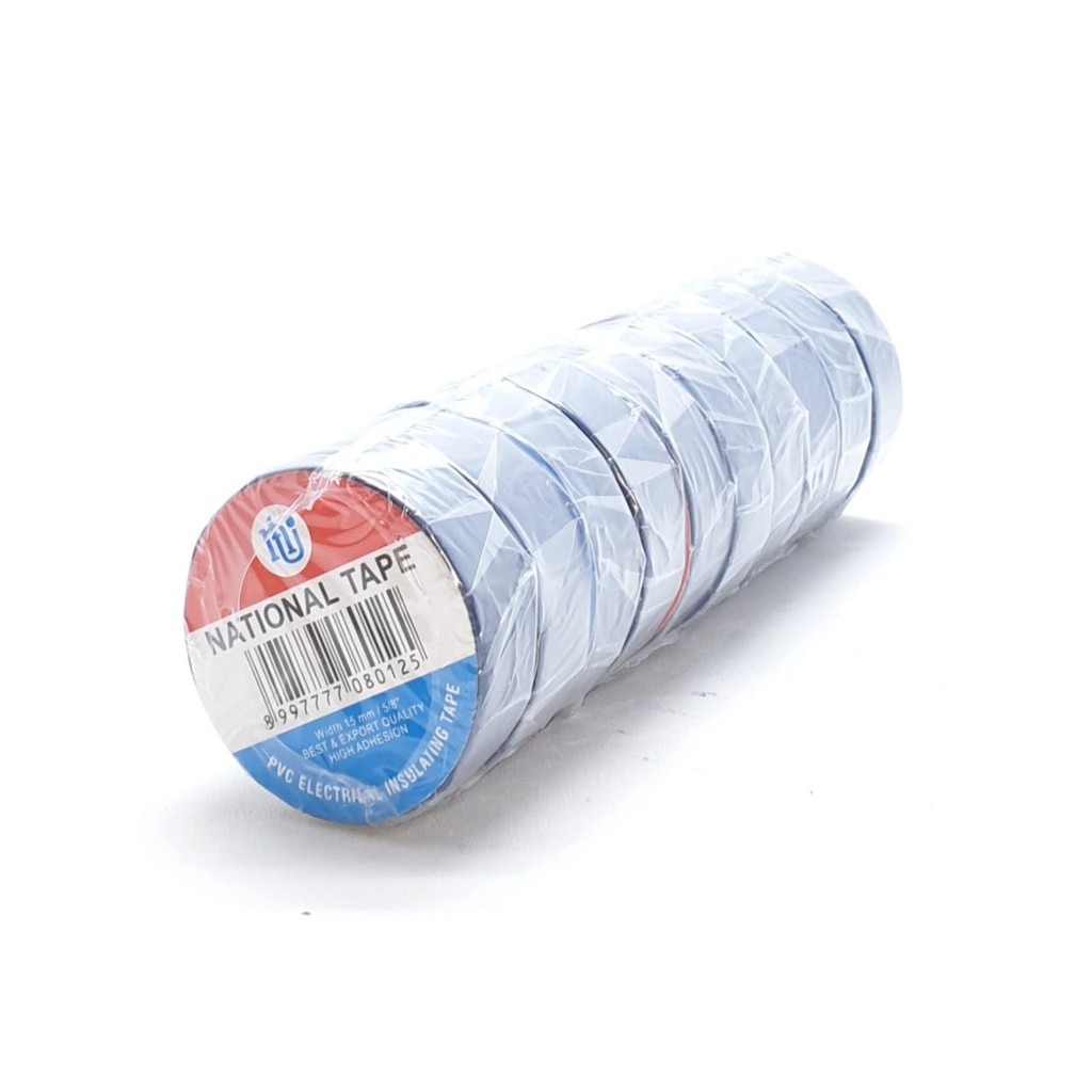 @10 Pcs (1 Slop) National Isolasi Kabel Listrik Pvc KECIL Warna BIRU 5/8&quot; x 15mm