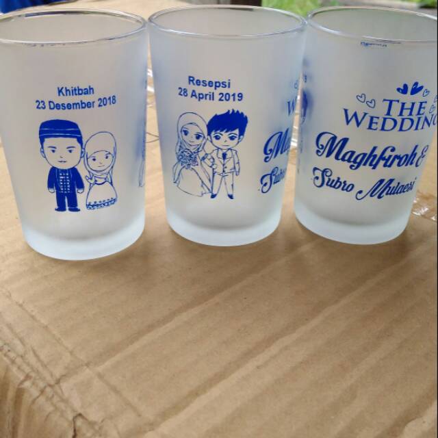 Souvenir gelas sablon kecil dop