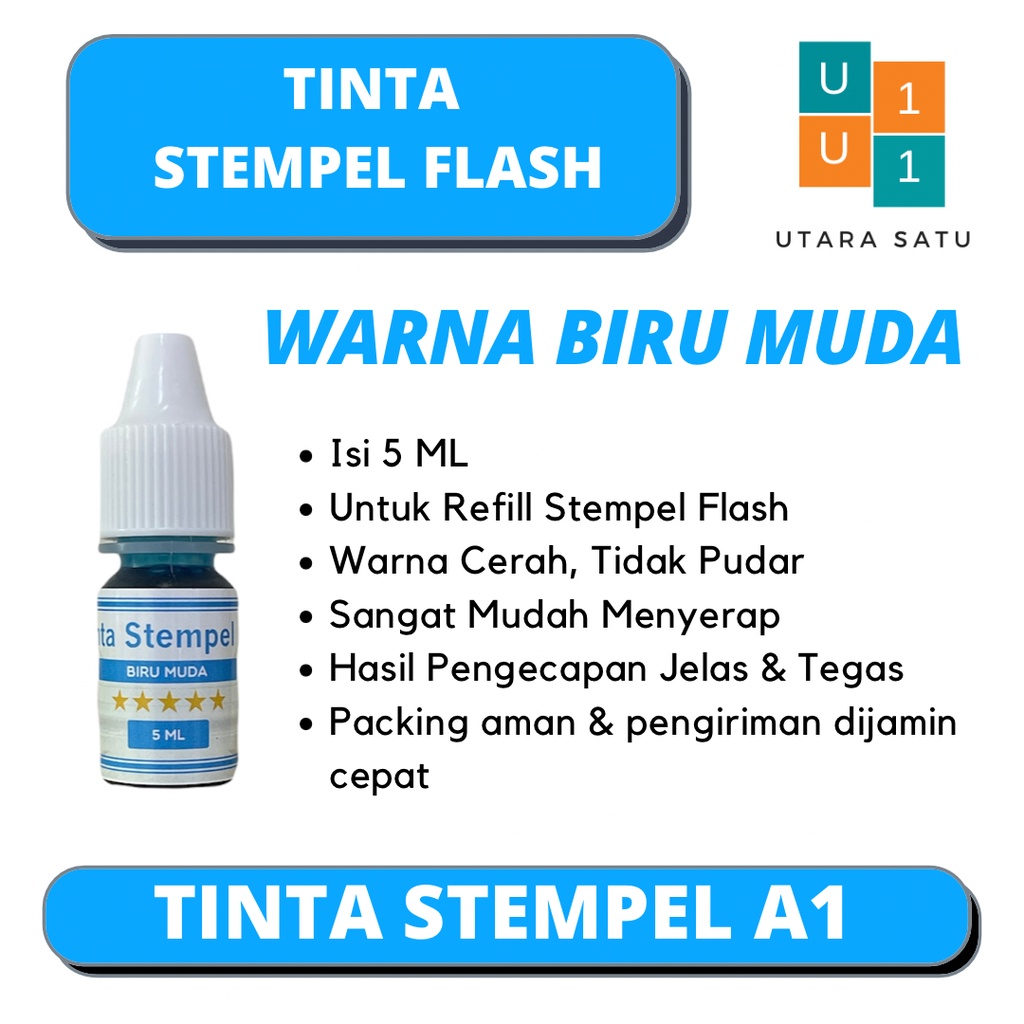 

Tinta Stempel Flash Warna Biru Muda 5 ML