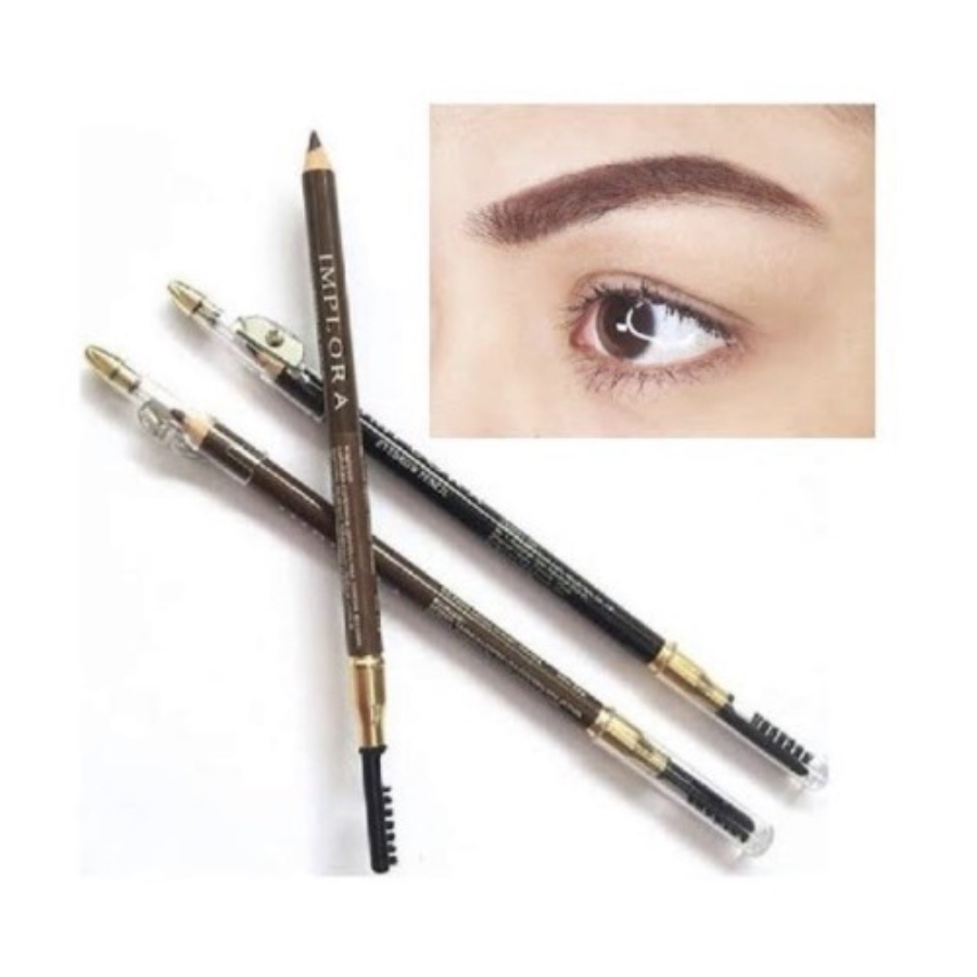 Pensil Alis IMPLORA EYEBROW PENCIL 2 in 1 Soft Eye Brow KOSMETIK