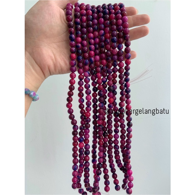 bahan batu import pink cloisonne 8mm round stone natural akik rangkai bahan kalung gelang anting strap mask kerajinan tangan craft citayam fashion week etink vintage elegan bali manik crystal perhiasan