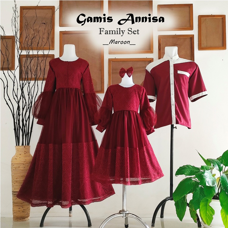 Gamis Annisa Maroon Family | Gamis Anak Perempuan | Gamis Dewasa | Baju Gamis Couple | Baju Unik | Baju Anak Unik | Gamis Terjangkau | Gamis Keluarga| couple family murah