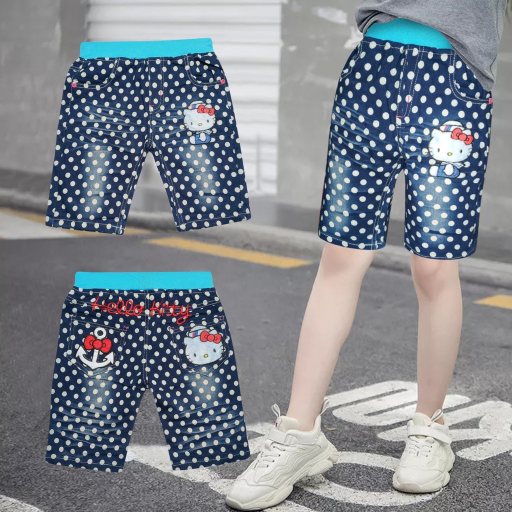 Celana Jeans Anak Perempuan Import umur 2-8 tahun Lovely Golden Fashion Bordir Kitty