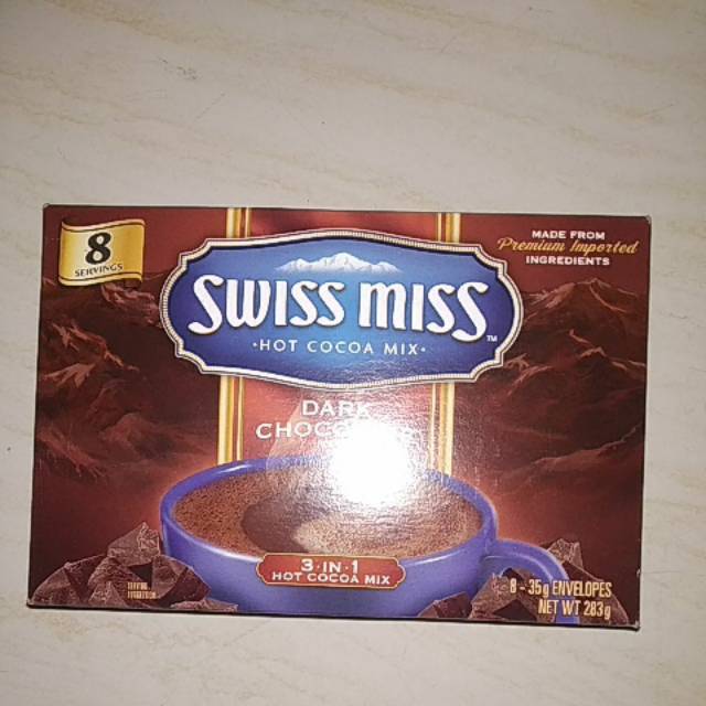 

Swiss miss hot cocoa mix dark chocolate flavor 3 in 1 hot cocoa mix 8x35gr net weight 283gr