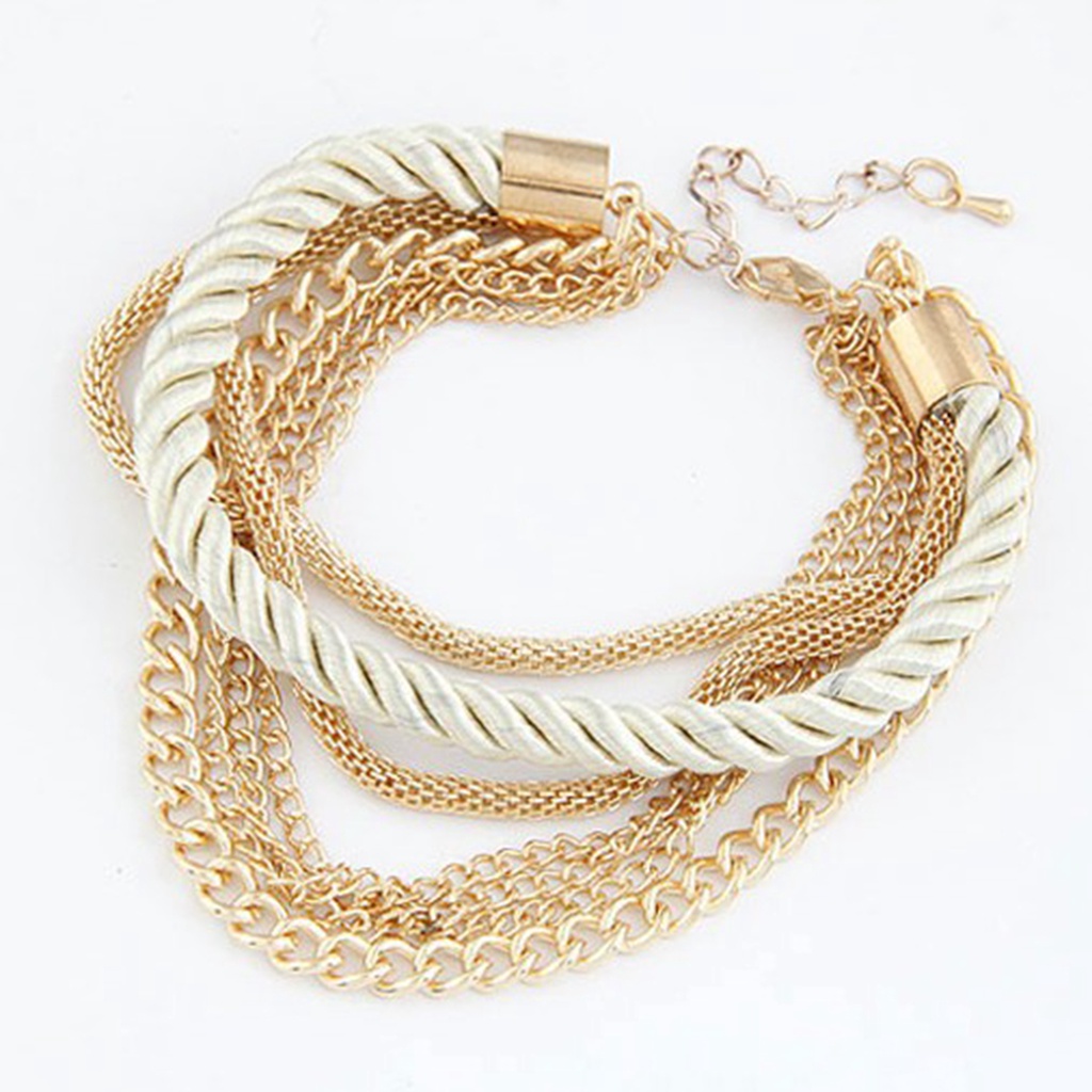 Hu Hu Hu Hu Hu Alat Bantu Pasang Kacamata♡ Gelang Rantai Multilayer Adjustable Bahan Alloy Metal Untuk Wanita
