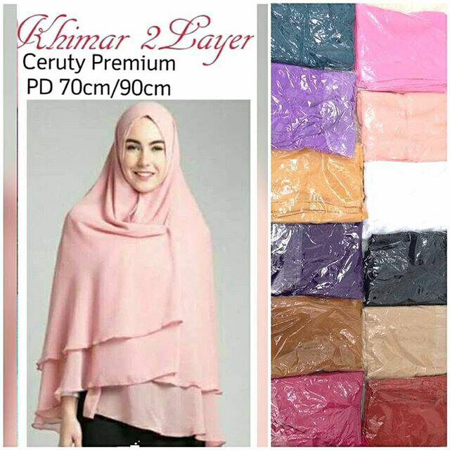 jilbab hijab kerudung bergo syiria khimar 2 layer ceruti ceruty syar'i