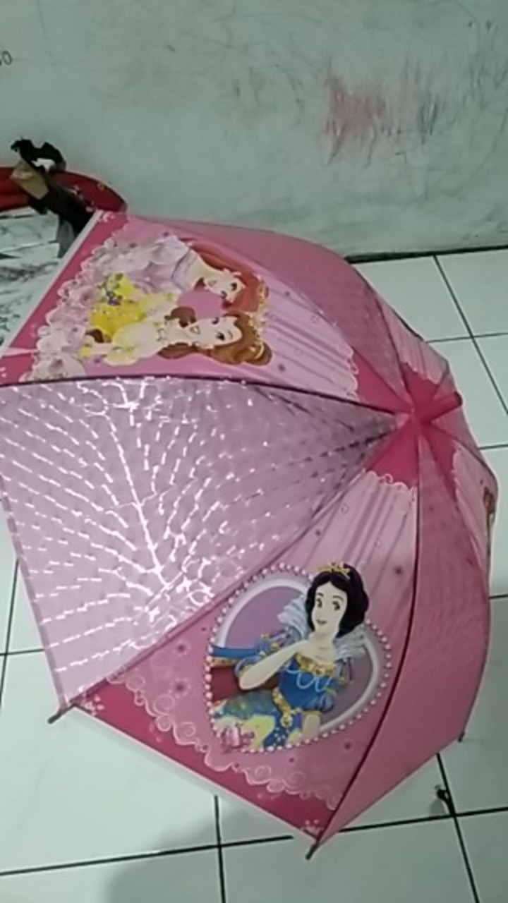 Payung Anak Hologram Karakter Lucu Cewe Cowo Bahan Pvc Plus Pluit