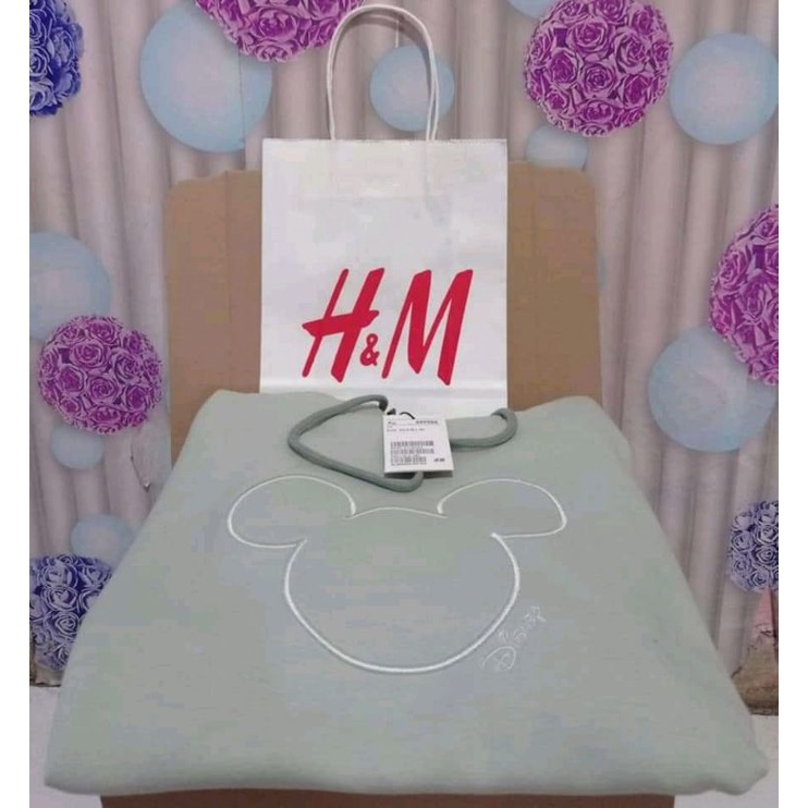 Hoodie H&M Mickey Hijau Mint