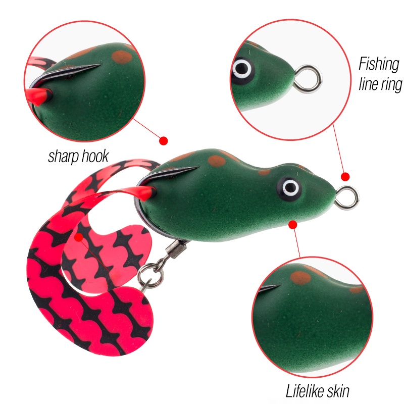 Umpan Pancing Soft Bait Bentuk Katak Ukuran 4cm / 8g 10 Warna Dengan Dua Mata Kail