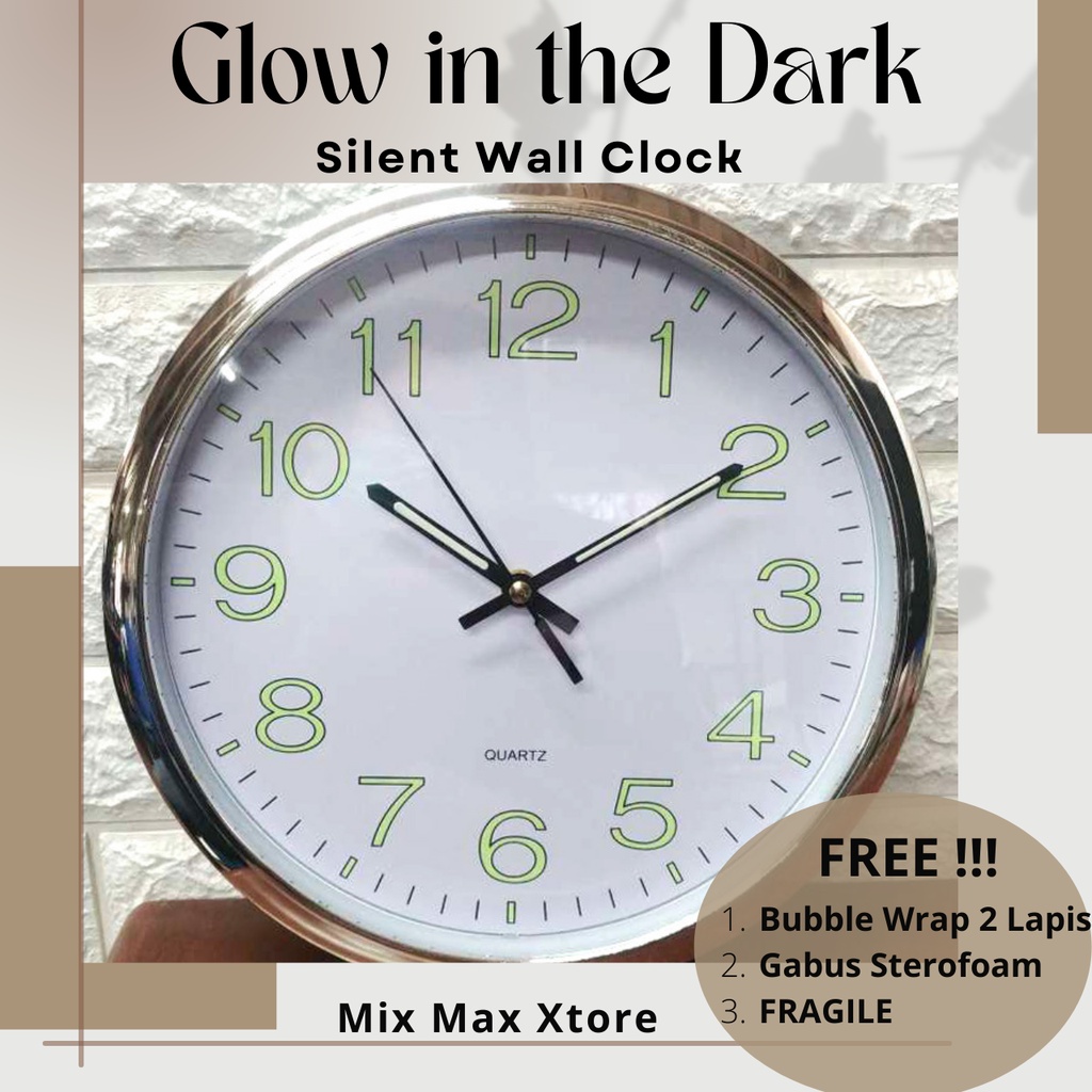 Jam Dinding Bulat Glow in The Dark Model Luminous - White / Jam Dinding Aesthetic / Jam Dinding Besar / Jam Dinding Minimalis / Jam Dinding Unik / Jam Dinding Analog / Jam Dinding Estetik