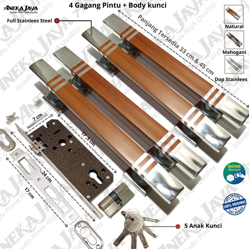 Satu set Handle Pintu rumah 33 cm &amp; 45  cm  / Tarikan Pintu rumah / Pegangan Pintu rumah minimalis