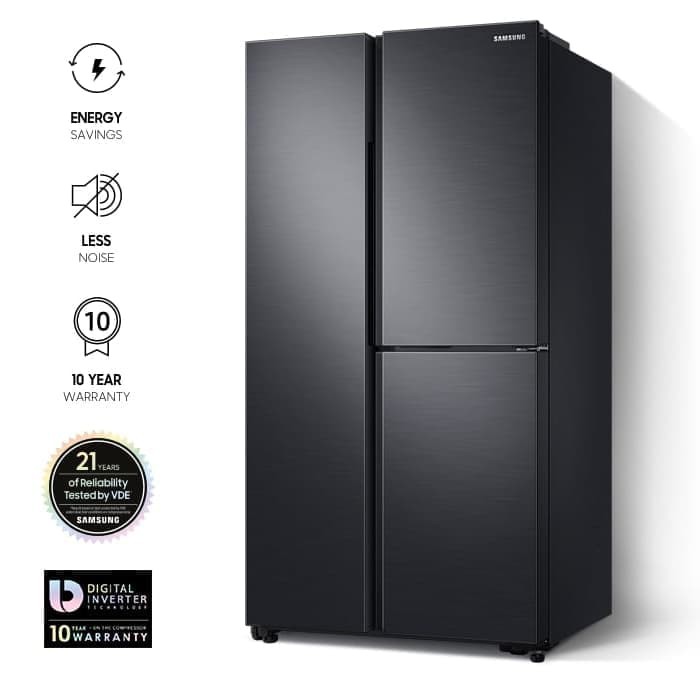 SAMSUNG RS63R5561B4/SE KULKAS SIDE BY SIDE 3 Pintu BLACK MATE RS63 Resmi