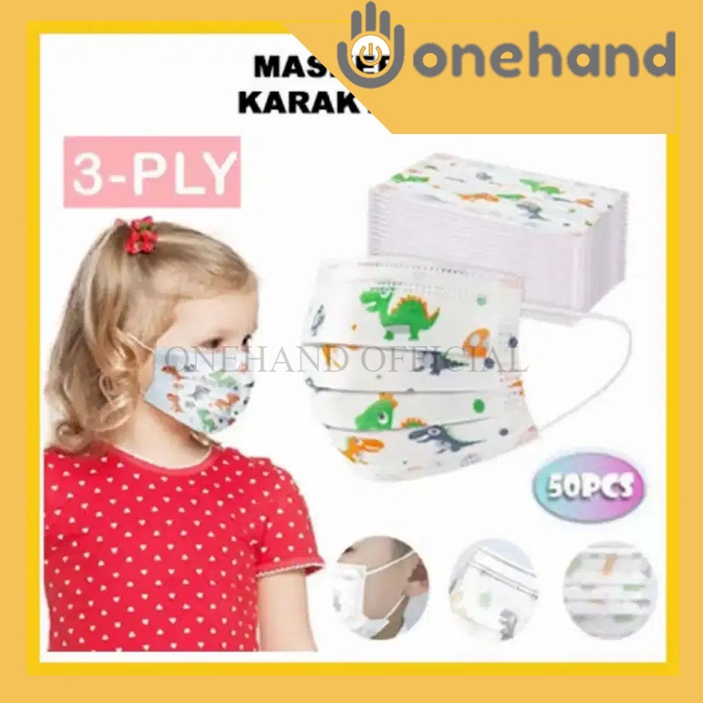 NEW Masker anak 3 ply 3ply Kids Child mask motif Earloop 1box isi 50 Pcs motif