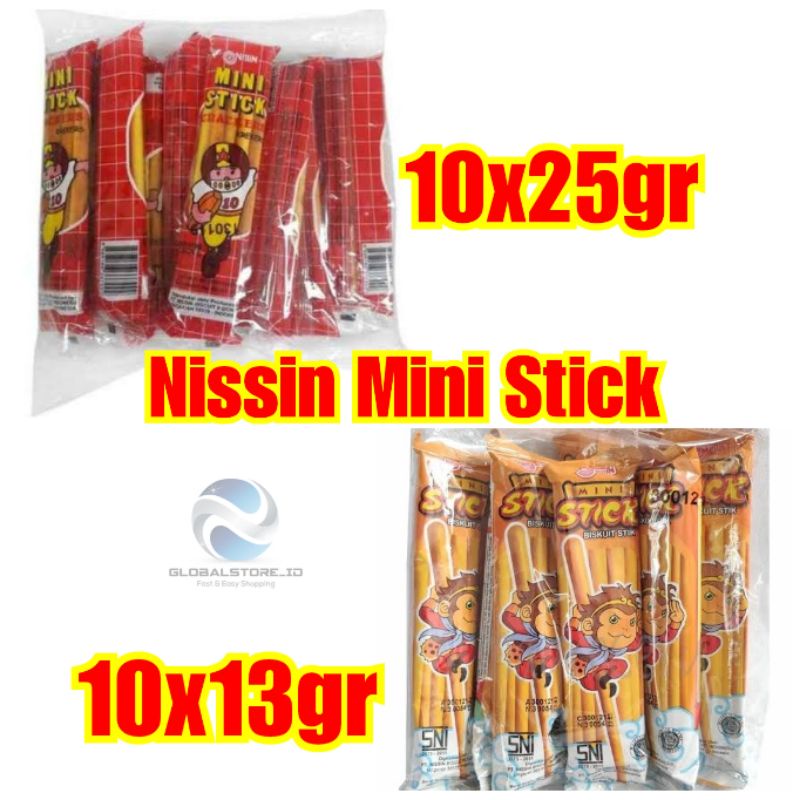 Nissin mini stick biscuit 10x25 gr / 10x13gr