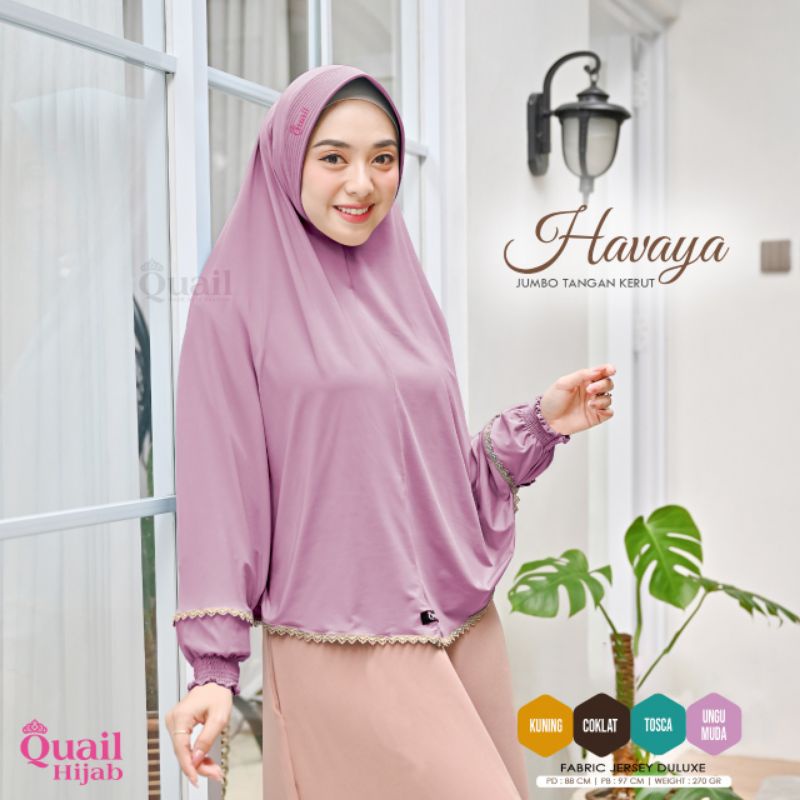 Havaya Jumbo Tangan Kerut Original Quail Hijab