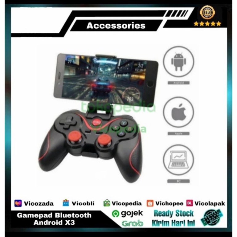 Gamepad Joystick Stik Wireless X3 Holder Android Smart TV STB PC PS