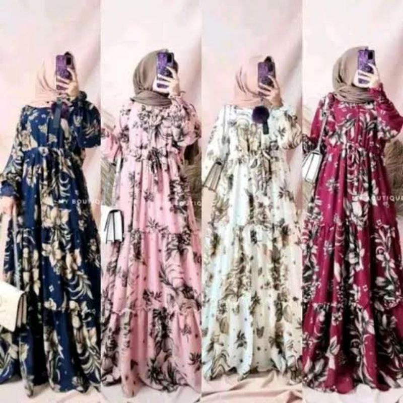 GAMIS_TRENDY//MOTIF_BUNGA_SEPATU//Gamis_Terbaru_MONALISA//Gamis//KATUN_JEPANG//JUMBO(COD)