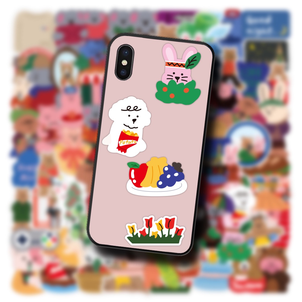 Korea teddy bear stiker lucu kartun kelinci Anjing Jurnal bahan in termos Piala bagasi stiker kecil