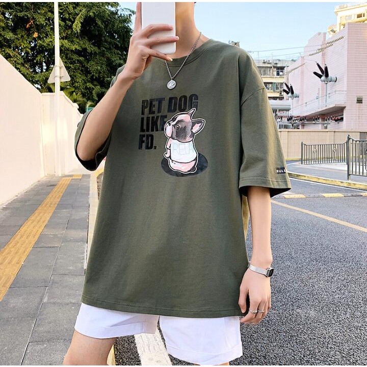 Kaos Korean Style T-Shirt Oversize Unisex Buldog Katun Premium Import (A128-2237)