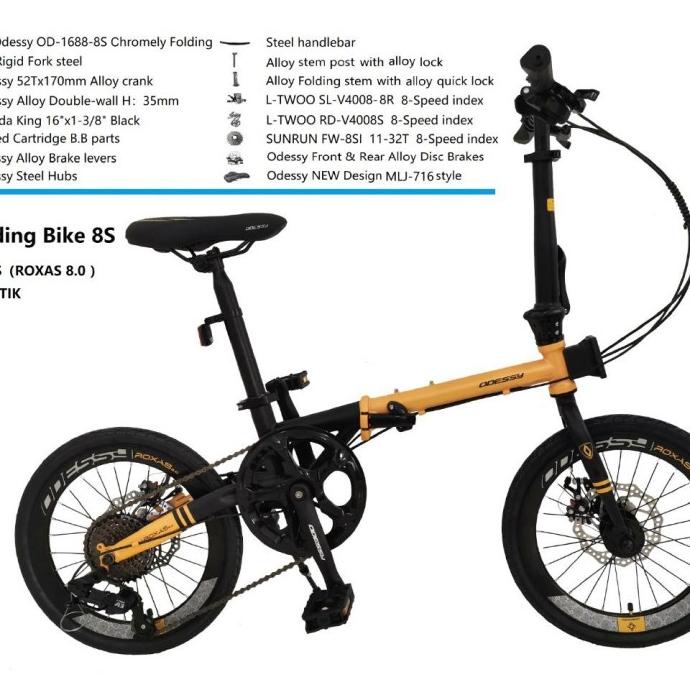 Sepeda Lipat 16 Inch ODESSY ROXAS 8.0 Chromoly 8 Speed