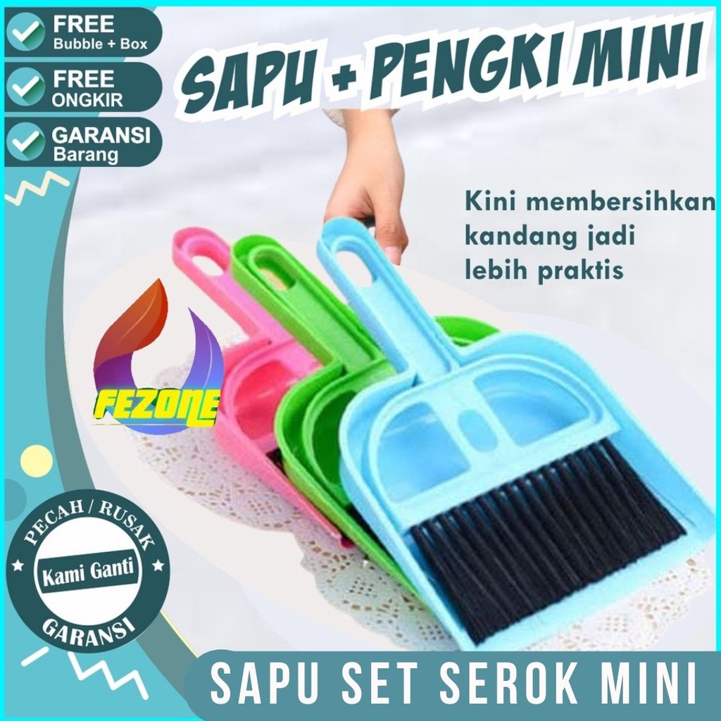 Sapu Untuk Pembersih Kandang Hewan (RANDOM) Sapu Set Serok Mini FEZONE