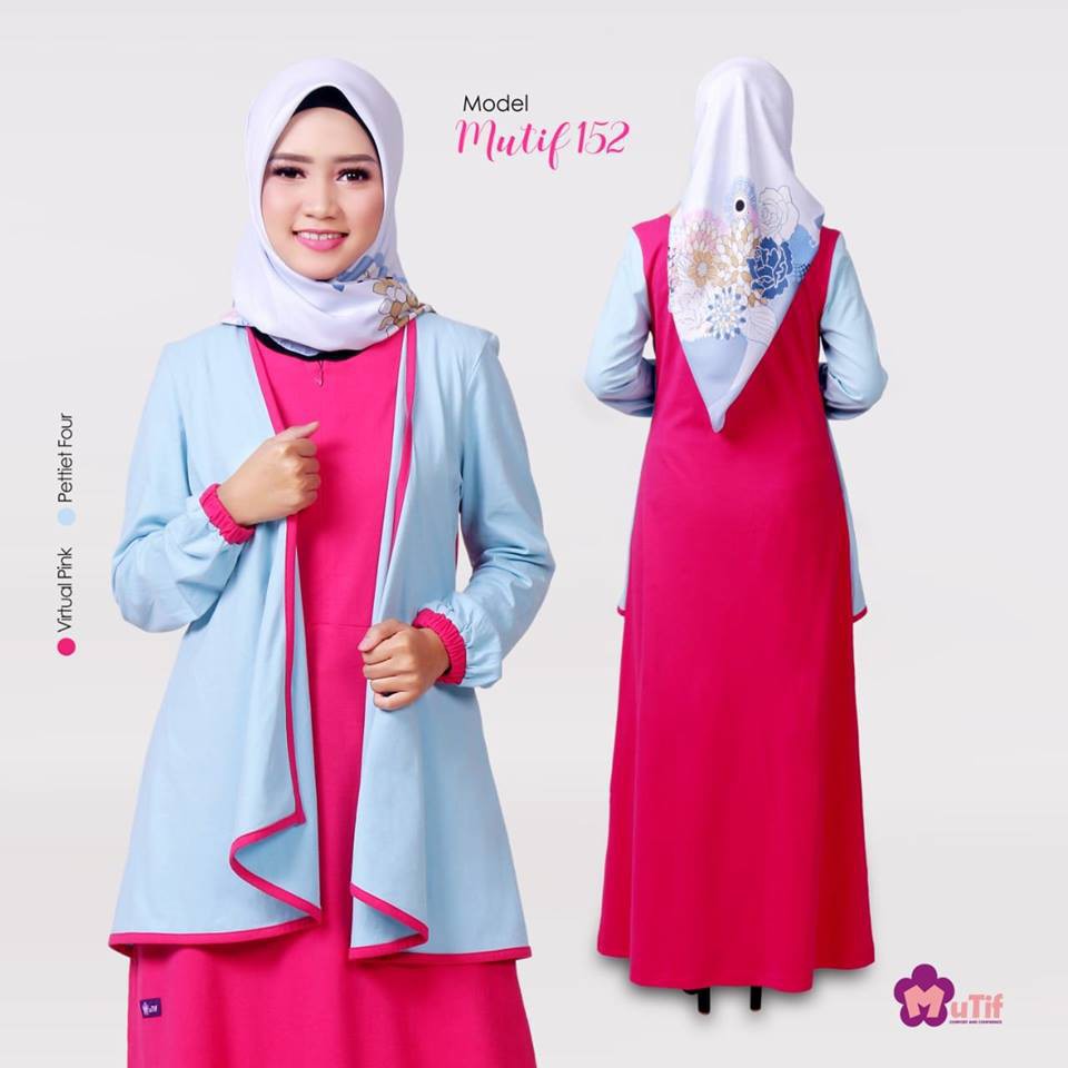 Gamis Kaos Original MUTIF 152 (Coklat, Abu, Pink)