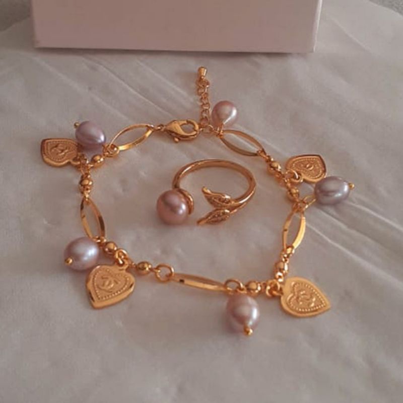 Set Perhiasan Rhodium Mutiara Air Tawar