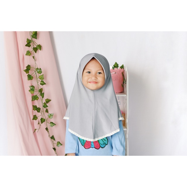 Jilbab Qawiya Jersey Premium Renda Xs SML 6 bln - 8 tahun