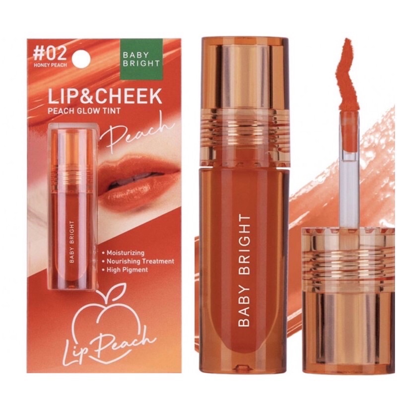 Baby Bright Lip &amp; Cheek Peach Glow Tint เบบี้ ไบรท์ ลิปทิ้นท์พีช เนื้อออยล์ 2.4 กรัม