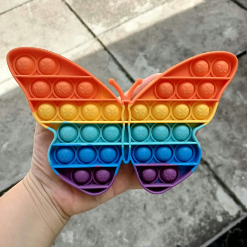 Mainan Viral Pop it Fidget Rainbow, Pop it viral, Mainan pop it, Fidget toys-kupu-kupu rainbow