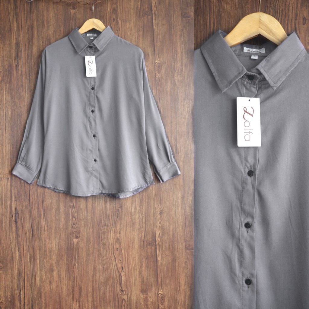 BASIC rayon kemeja by ZALFA OUTFIT-Lightgrey